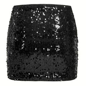 SHEIN High Waisted Sequin Black Skirt